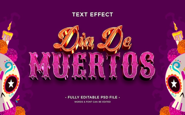 PSD dia de muertos text effect