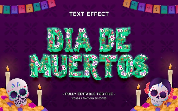 PSD effetto testo dia de muertos