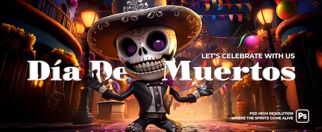 Dia de muertos viering poster sjabloon