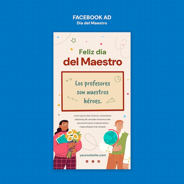 PSD template di facebook per la celebrazione del día del maestro