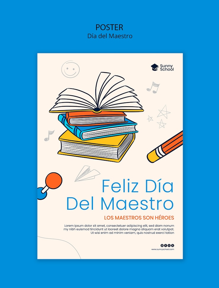 PSD día del maestro celebration  poster template