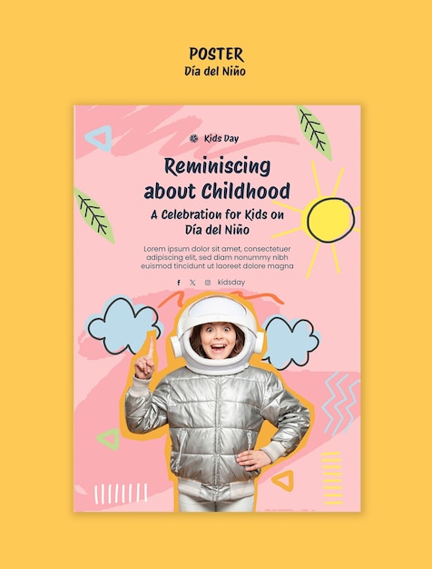 PSD dia del nino celebration poster template