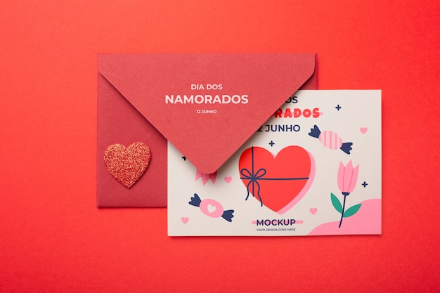 PSD dia dos namorados envelop mockup ontwerp