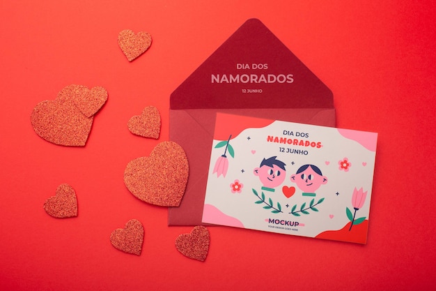 PSD dia dos namorados envelope mockup design