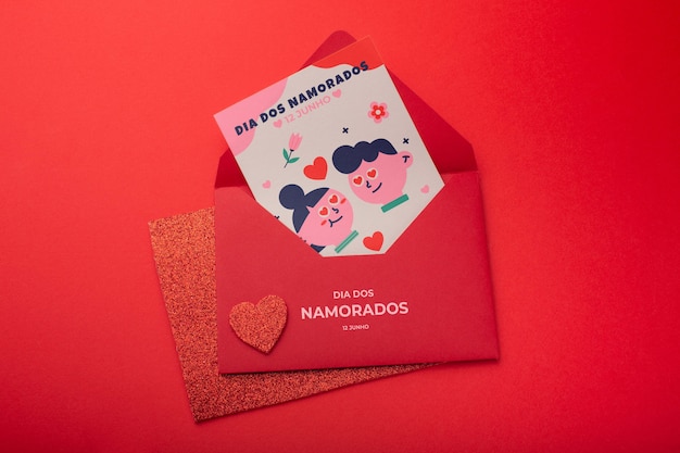 Dia Dos Namorados 봉투 목업 디자인