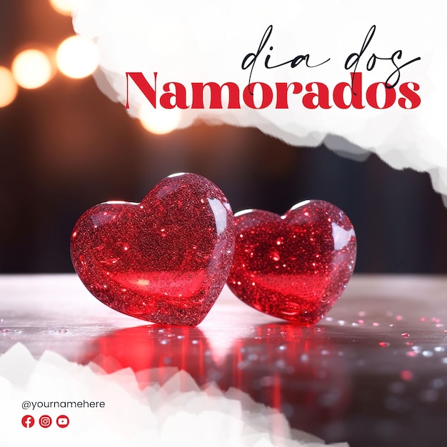 Dia dos Namorados poster template with love background