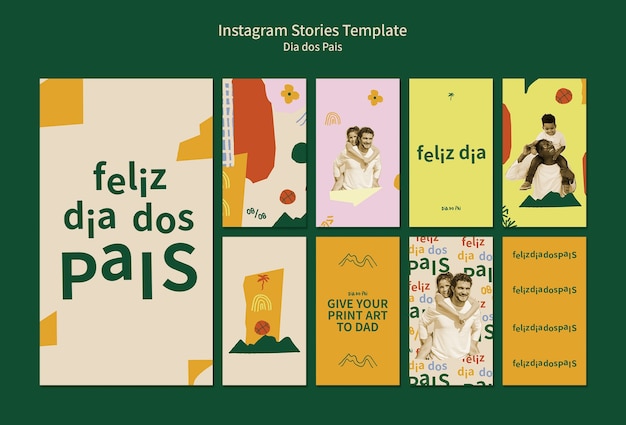 PSD dia dos pais instagram verhalencollectie met abstract vormenontwerp