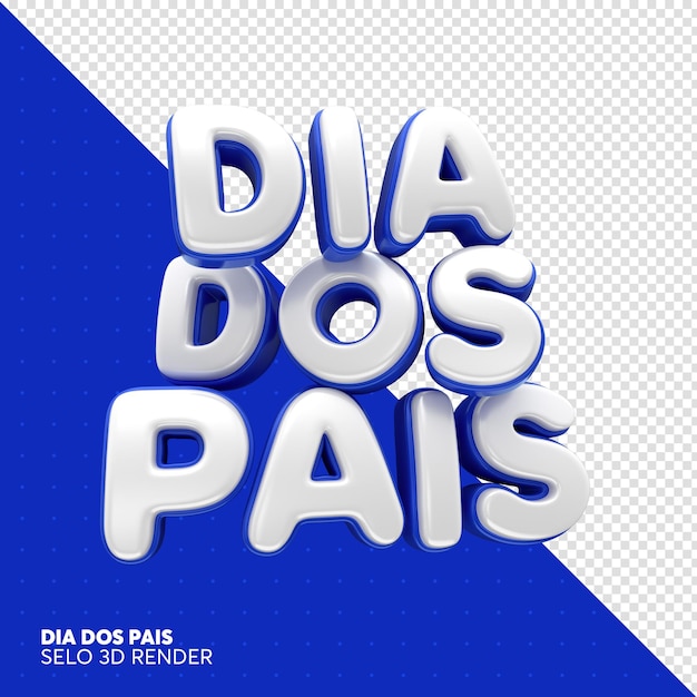 dia dos pais selos 3d render em portugues brasil