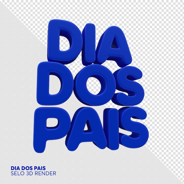 dia dos pais selos 3d render em portugues brasil