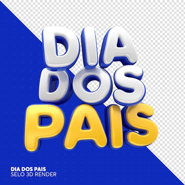dia dos pais selos 3d render em portugues brasil