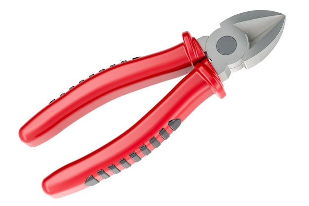 diagonal cutting pliers 3d rendering isolated on transparent background