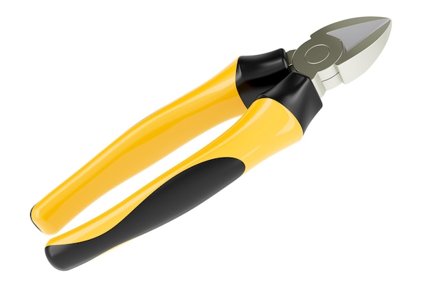 diagonal cutting pliers 3d rendering isolated on transparent background