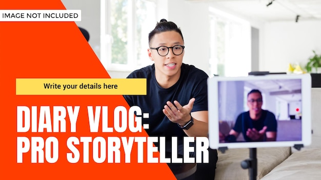 Diagonal slice mockup design youtube-thumbnail voor vlog-video