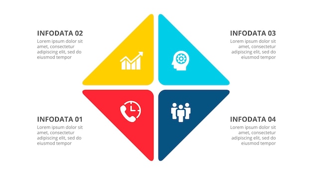 Diagram Kwadratowy Podzielony Na 4 Segmenty Infografika Koncepcji Czterech Opcji