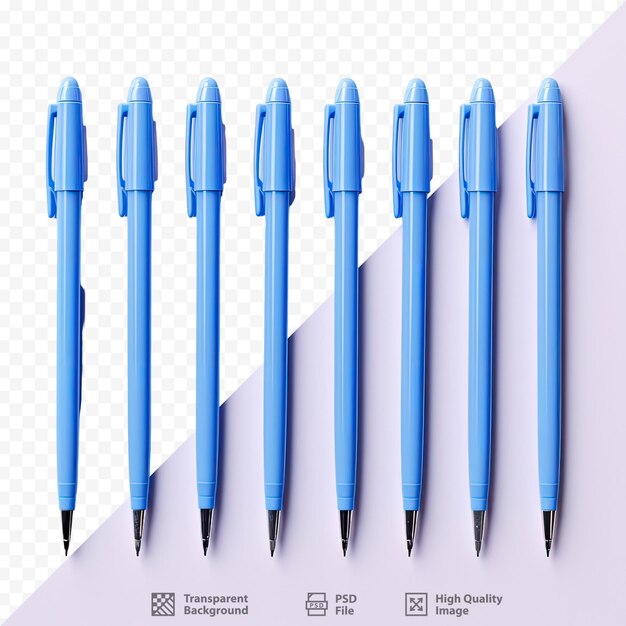 PSD diagram niebieskich długopisów z słowami 
