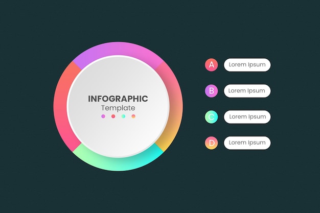 diagram okrągowy z kolorowym szablonem infografiki gradientowej