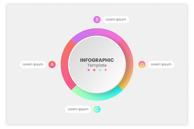 diagram okrągowy z kolorowym szablonem infografiki gradientowej