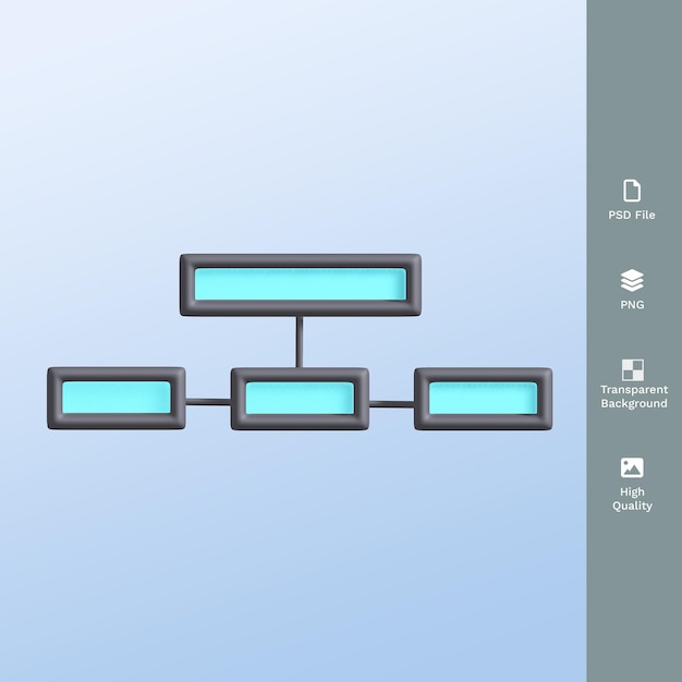 PSD diagram z niebieską ikoną ekranu 3d