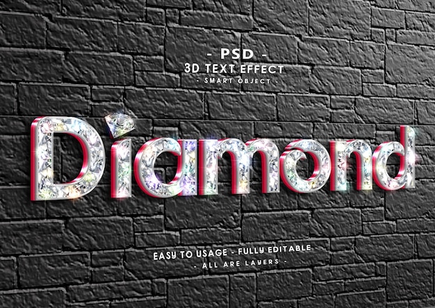 Diamant 3d roze tekststijleffect