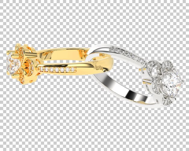 Diamanten ring op transparante achtergrond 3d-rendering illustratie
