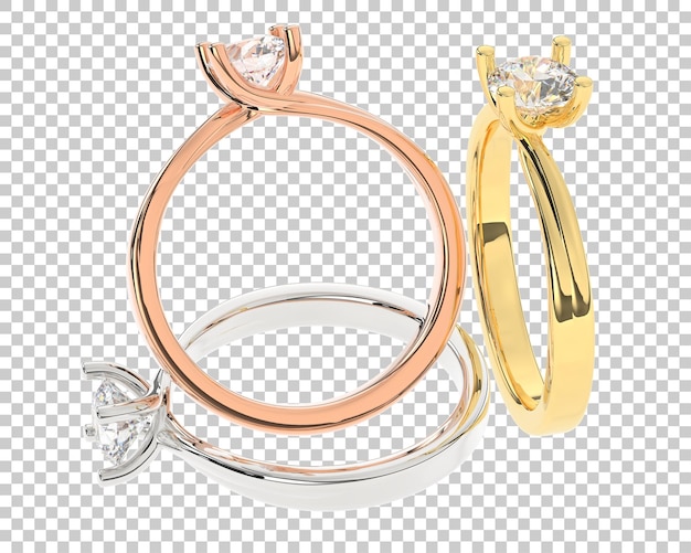 Diamanten ring op transparante achtergrond 3D-rendering illustratie