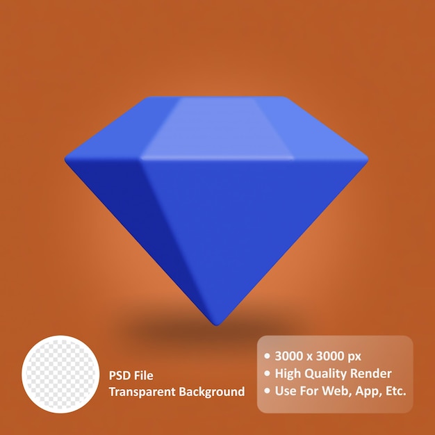 PSD diamond 3d realistic object design vector icon illustration