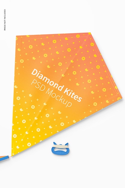 Diamond flying kite mockup, top view