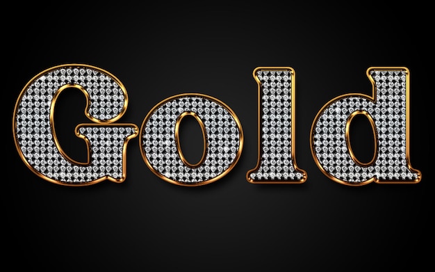 PSD diamond gold text