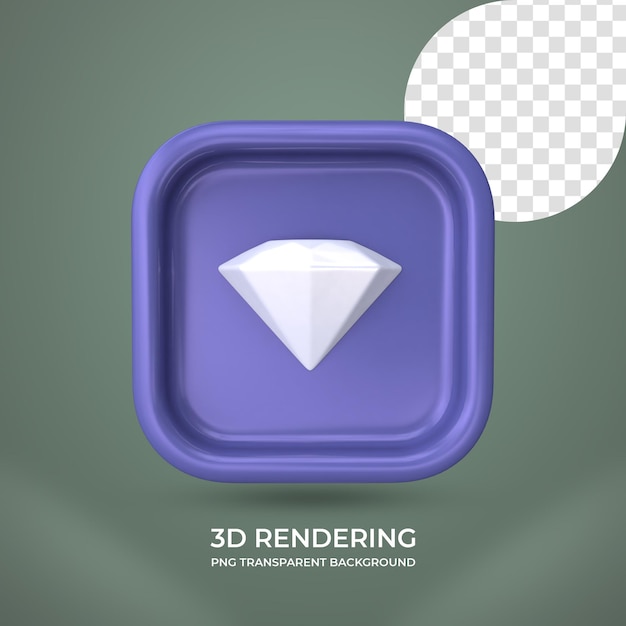 Значок алмаза 3d-рендеринг изолированный прозрачный фон