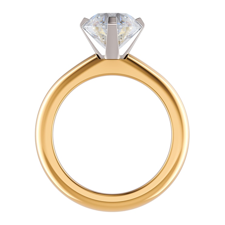 PSD diamond ring golden engagement ring with diamond 3d rendering isolated on transparent background