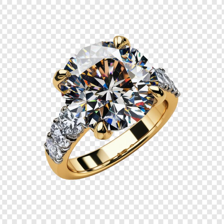PSD diamond ring isolated on transparent background