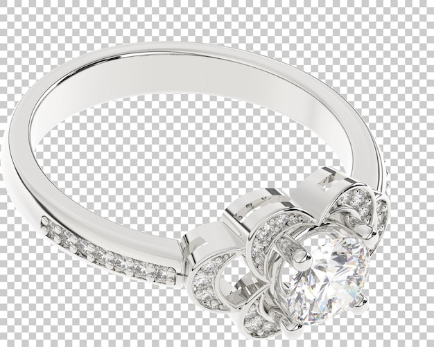 Anello di diamanti su sfondo trasparente 3d rendering illustrazione