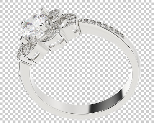 Anello di diamanti su sfondo trasparente 3d rendering illustrazione