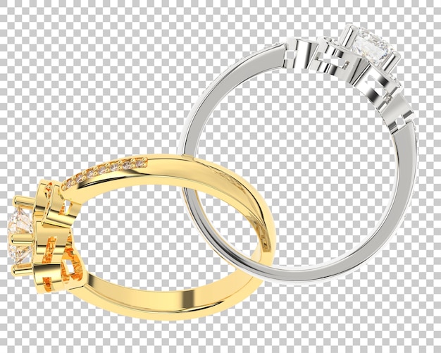 Anello di diamanti su sfondo trasparente 3d rendering illustrazione