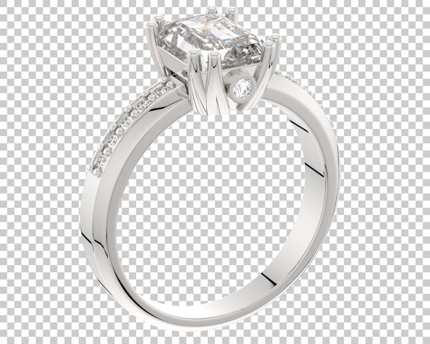 Diamond ring on transparent background 3d rendering illustration