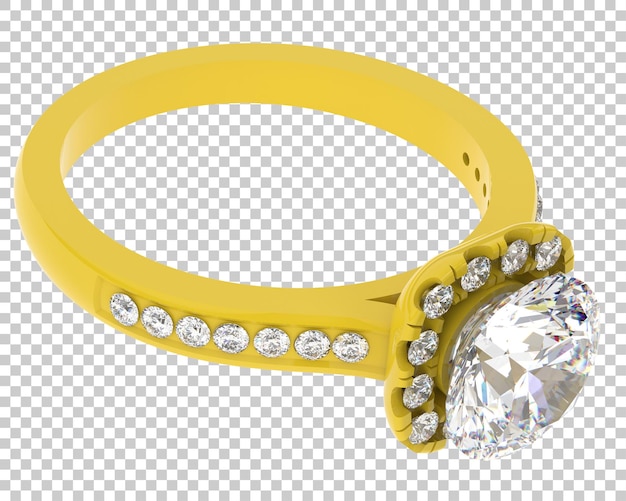 Anello di diamanti su sfondo trasparente 3d rendering illustrazione