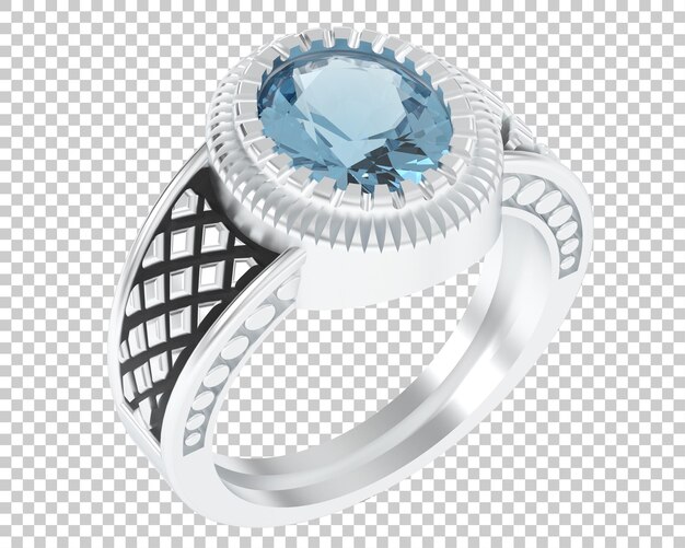 Diamond ring on transparent background 3d rendering illustration