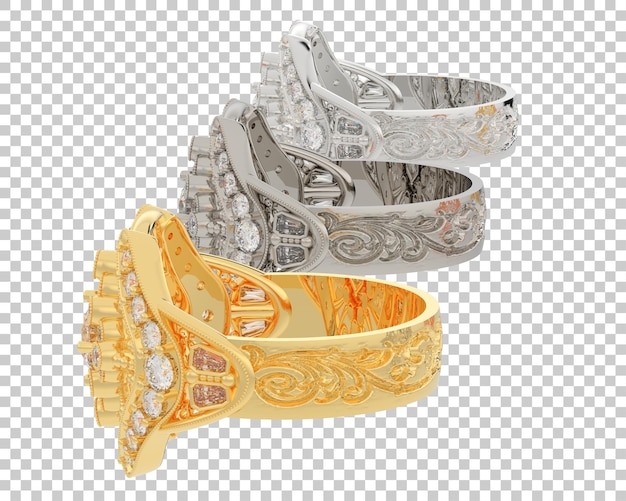 PSD diamond ring on transparent background 3d rendering illustration