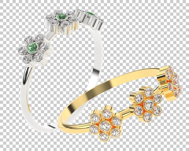 Anello di diamanti su sfondo trasparente 3d rendering illustrazione