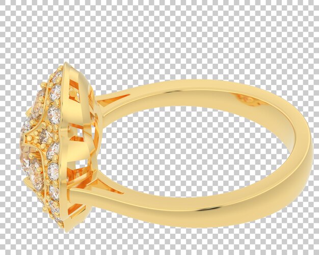 Anello di diamanti su sfondo trasparente 3d rendering illustrazione