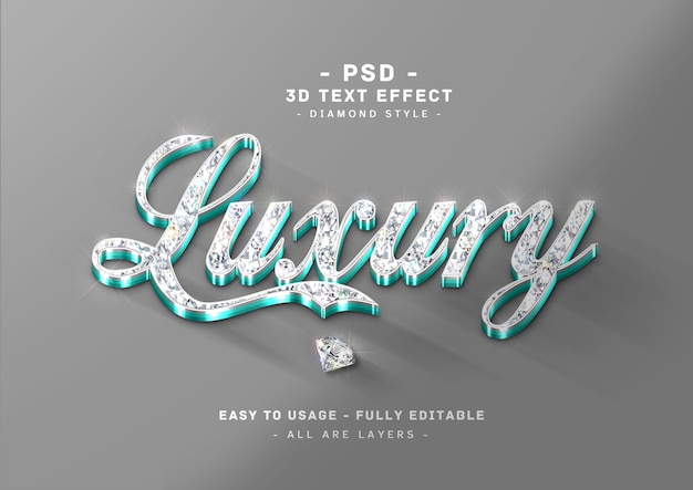 PSD Алмазный текстовый эффект в стиле 3d tosca