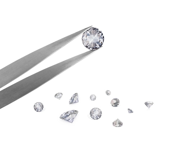 Diamond in tweezers transparent background