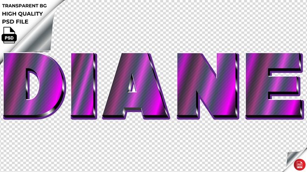 Diane typography purple light text metalic psd transparent