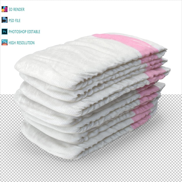 PSD diapers 3d render psd