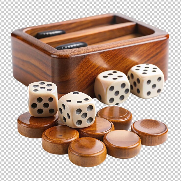PSD dice and cubes primed for a backgammon encounter on transparent background