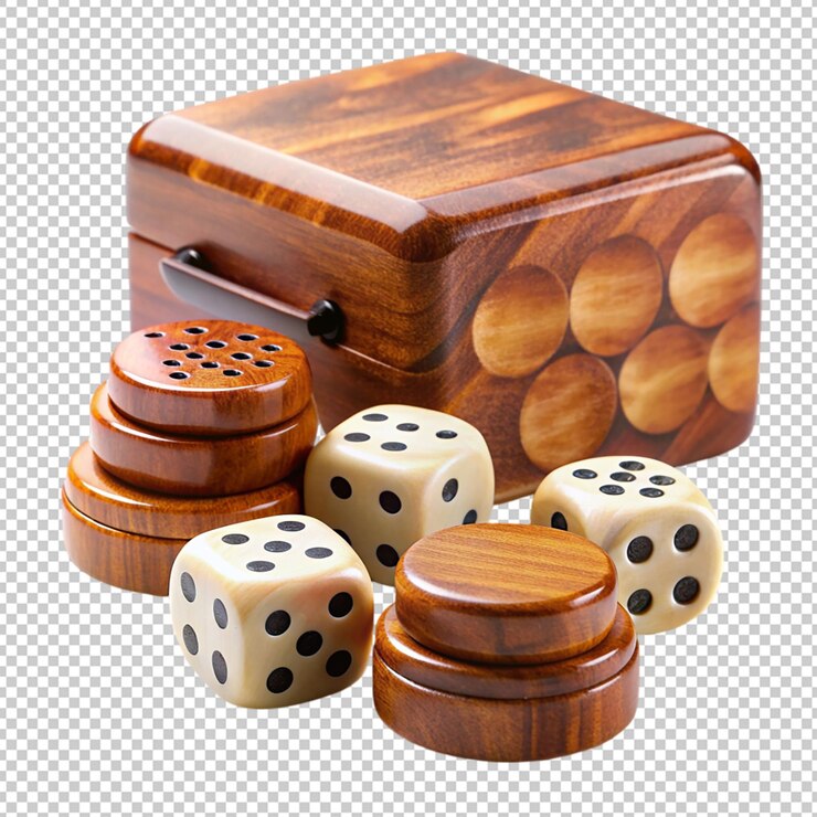 PSD dice and cubes primed for a backgammon encounter on transparent background