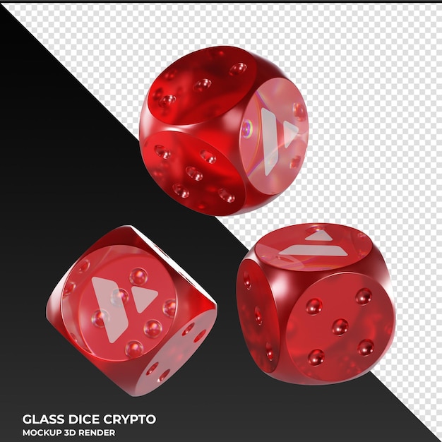 PSD dice avalanche avax glass dice crypto 3d icon