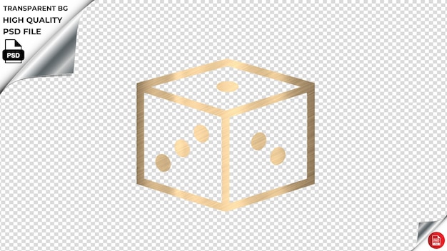 PSD dice design2 art vector icon shining gold color textured psd transparent