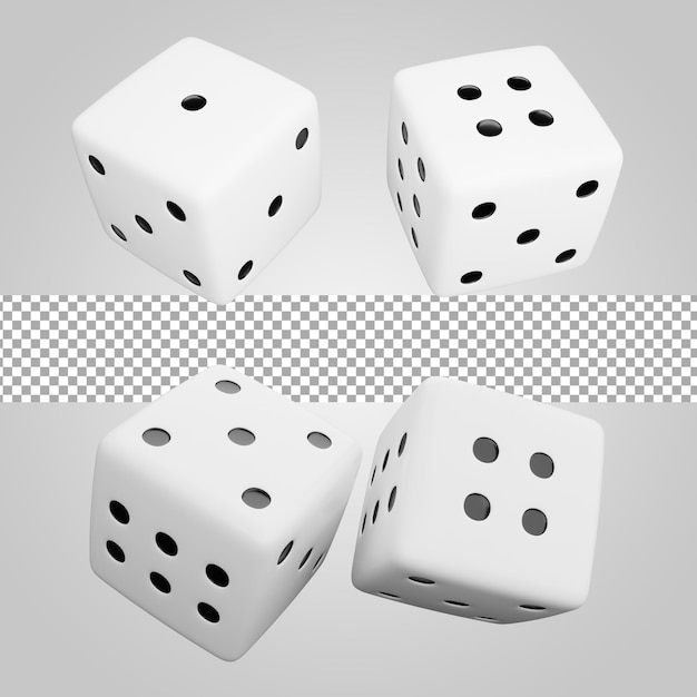 dice for game and gambling opportunity isolated on transparent background 3d render
