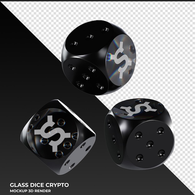 PSD dice frax share fxs glass dice crypto 3d icon